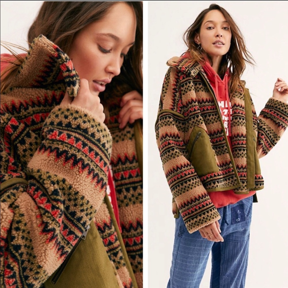 FREE PEOPLE golden hour dolman fleece jacket xs